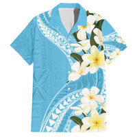 Aloha Hawaii Festive Family Matching Short Sleeve Bodycon Dress and Hawaiian Shirt Frangipani Lace Classic - Turquoise LT7 Dad's Shirt - Short Sleeve Turquoise - Polynesian Pride