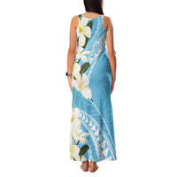 Aloha Hawaii Festive Family Matching Tank Maxi Dress and Hawaiian Shirt Frangipani Lace Classic - Turquoise LT7 - Polynesian Pride