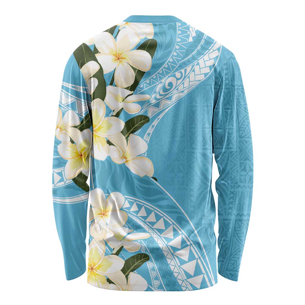 Aloha Hawaii Festive Long Sleeve Shirt Frangipani Lace Classic - Turquoise