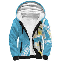 Aloha Hawaii Festive Sherpa Hoodie Frangipani Lace Classic - Turquoise LT7 Unisex Turquoise - Polynesian Pride