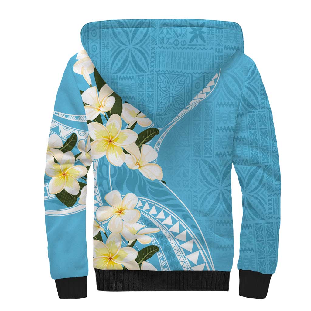 Aloha Hawaii Festive Sherpa Hoodie Frangipani Lace Classic - Turquoise LT7 - Polynesian Pride