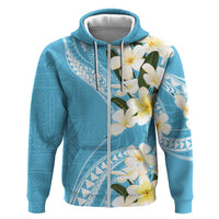 Aloha Hawaii Festive Zip Hoodie Frangipani Lace Classic - Turquoise LT7 Zip Hoodie Turquoise - Polynesian Pride