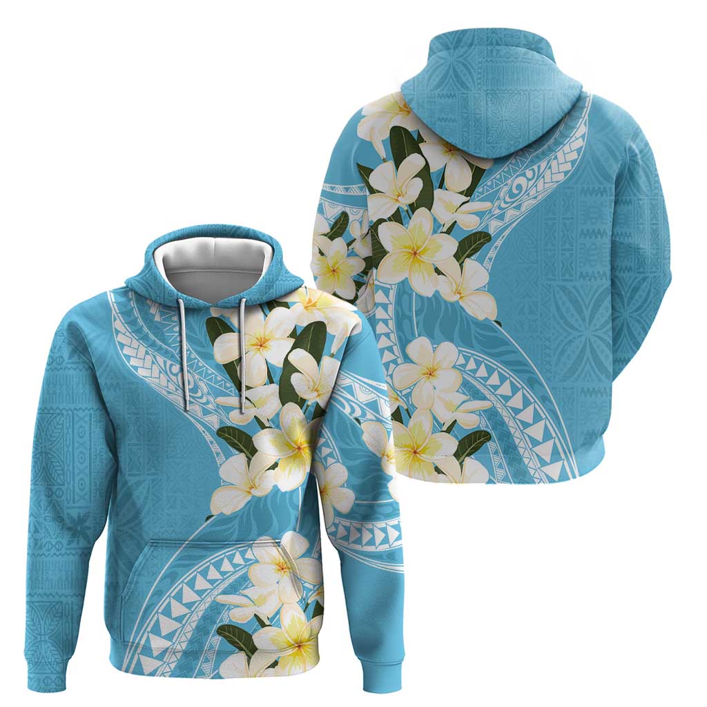 Aloha Hawaii Festive Zip Hoodie Frangipani Lace Classic - Turquoise LT7 - Polynesian Pride