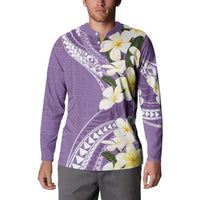 Aloha Hawaii Festive Button Sweatshirt Frangipani Lace Classic - Lavender