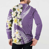 Aloha Hawaii Festive Button Sweatshirt Frangipani Lace Classic - Lavender