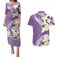 Aloha Hawaii Festive Couples Matching Puletasi and Hawaiian Shirt Frangipani Lace Classic - Lavender LT7 Lavender - Polynesian Pride