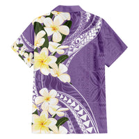 Aloha Hawaii Festive Family Matching Long Sleeve Bodycon Dress and Hawaiian Shirt Frangipani Lace Classic - Lavender LT7 - Polynesian Pride