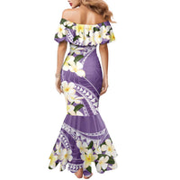 Aloha Hawaii Festive Family Matching Mermaid Dress and Hawaiian Shirt Frangipani Lace Classic - Lavender LT7 - Polynesian Pride