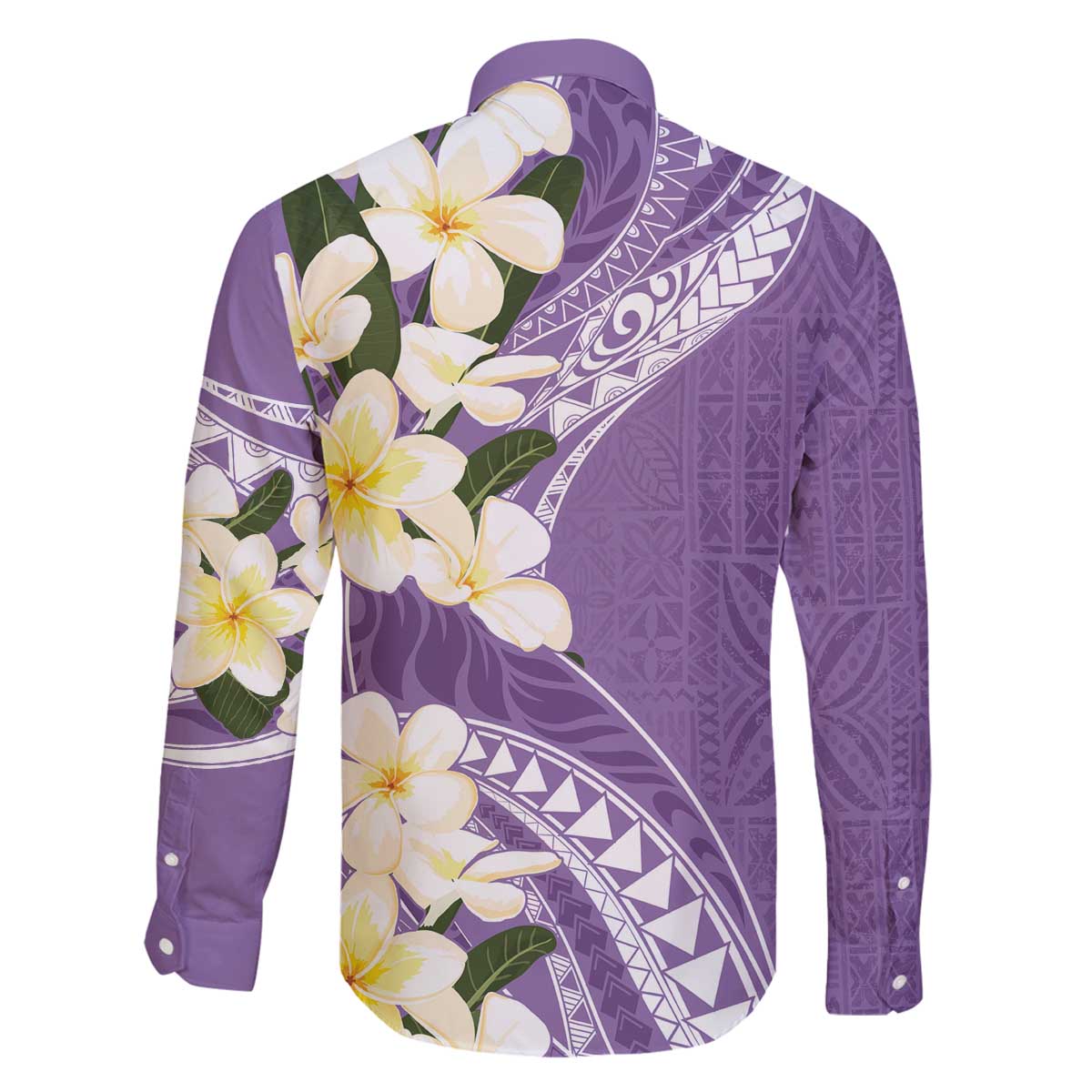 Aloha Hawaii Festive Family Matching Off The Shoulder Long Sleeve Dress and Hawaiian Shirt Frangipani Lace Classic - Lavender LT7 - Polynesian Pride