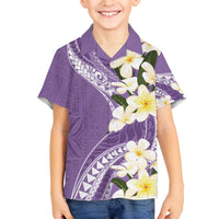 Aloha Hawaii Festive Family Matching Off The Shoulder Long Sleeve Dress and Hawaiian Shirt Frangipani Lace Classic - Lavender LT7 Son's Shirt Lavender - Polynesian Pride