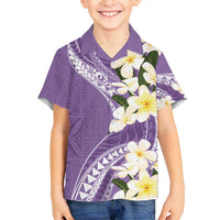 Aloha Hawaii Festive Family Matching Off Shoulder Maxi Dress and Hawaiian Shirt Frangipani Lace Classic - Lavender LT7 Son's Shirt Lavender - Polynesian Pride