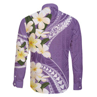 Aloha Hawaii Festive Family Matching Off Shoulder Short Dress and Hawaiian Shirt Frangipani Lace Classic - Lavender LT7 - Polynesian Pride