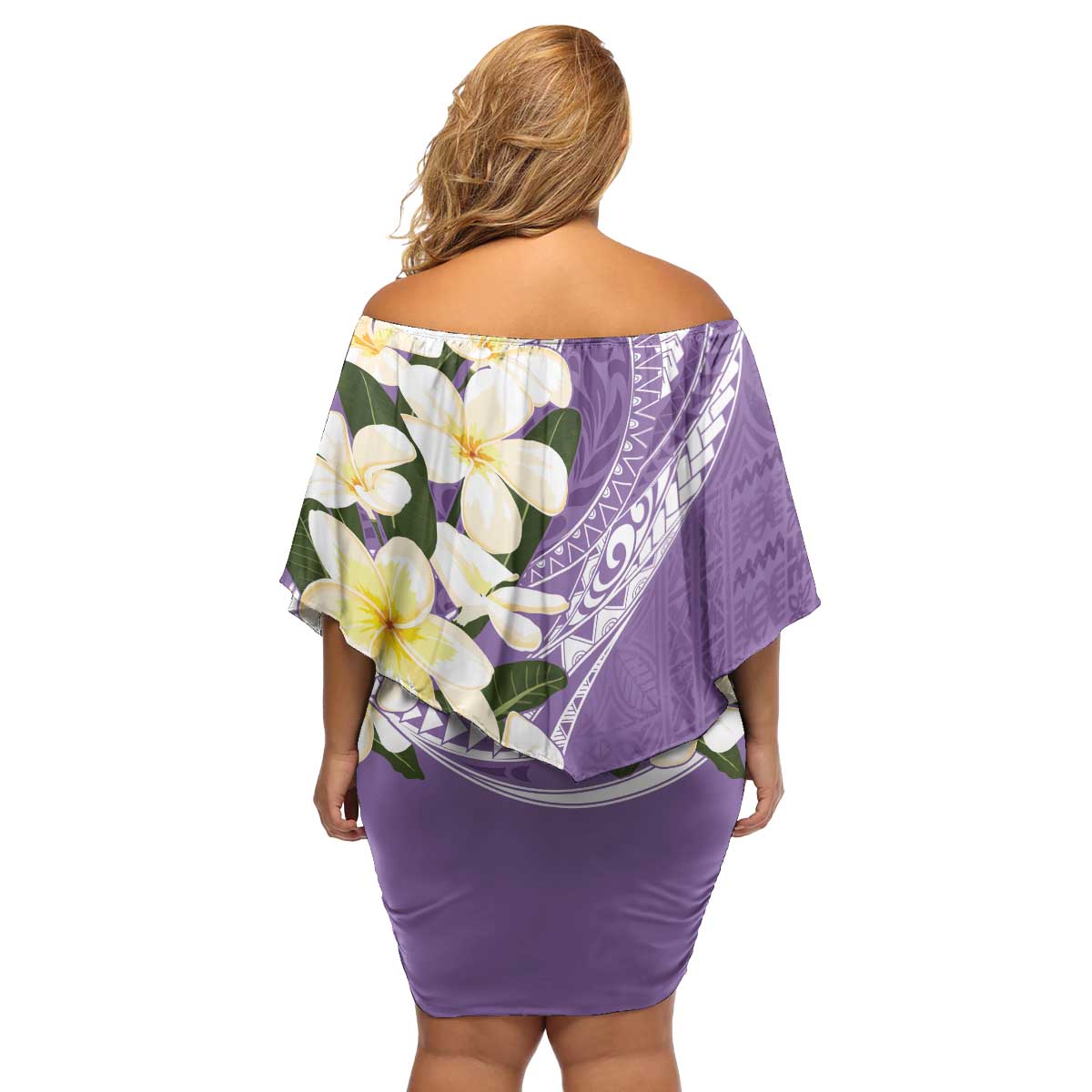 Aloha Hawaii Festive Family Matching Off Shoulder Short Dress and Hawaiian Shirt Frangipani Lace Classic - Lavender LT7 - Polynesian Pride