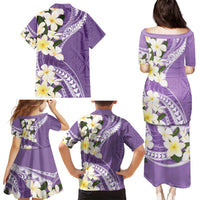 Aloha Hawaii Festive Family Matching Puletasi and Hawaiian Shirt Frangipani Lace Classic - Lavender LT7 - Polynesian Pride