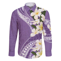 Aloha Hawaii Festive Family Matching Puletasi and Hawaiian Shirt Frangipani Lace Classic - Lavender LT7 Dad's Shirt - Long Sleeve Lavender - Polynesian Pride