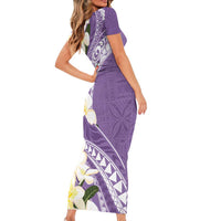 Aloha Hawaii Festive Family Matching Short Sleeve Bodycon Dress and Hawaiian Shirt Frangipani Lace Classic - Lavender LT7 - Polynesian Pride