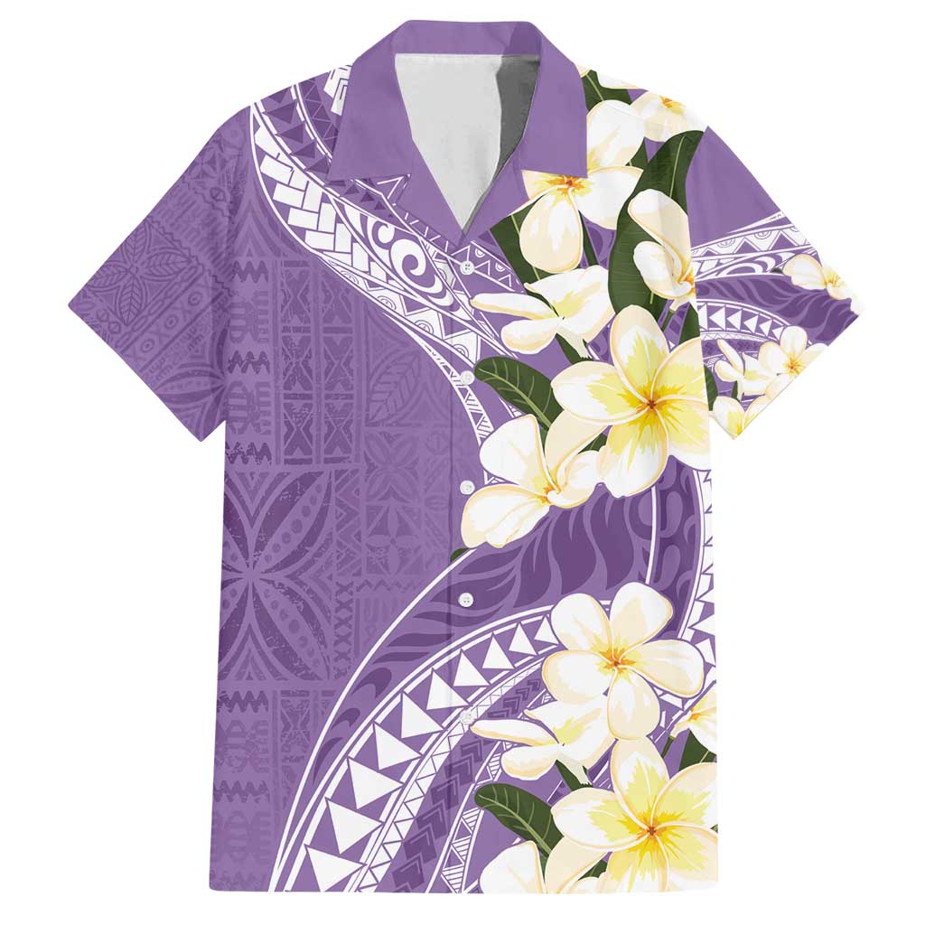 Aloha Hawaii Festive Family Matching Summer Maxi Dress and Hawaiian Shirt Frangipani Lace Classic - Lavender LT7 Dad's Shirt - Short Sleeve Lavender - Polynesian Pride