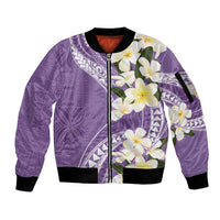 Aloha Hawaii Festive Sleeve Zip Bomber Jacket Frangipani Lace Classic - Lavender LT7 Unisex Lavender - Polynesian Pride