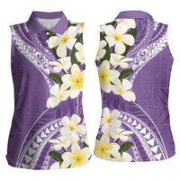 Aloha Hawaii Festive Women Sleeveless Polo Shirt Frangipani Lace Classic - Lavender LT7 - Polynesian Pride