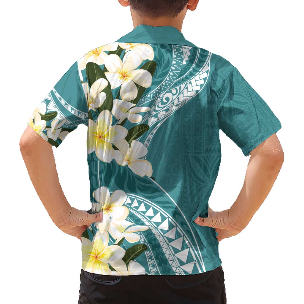 Aloha Hawaii Festive Family Matching Short Sleeve Bodycon Dress and Hawaiian Shirt Frangipani Lace Classic - Teal LT7 - Polynesian Pride