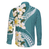 Aloha Hawaii Festive Family Matching Summer Maxi Dress and Hawaiian Shirt Frangipani Lace Classic - Teal LT7 - Polynesian Pride