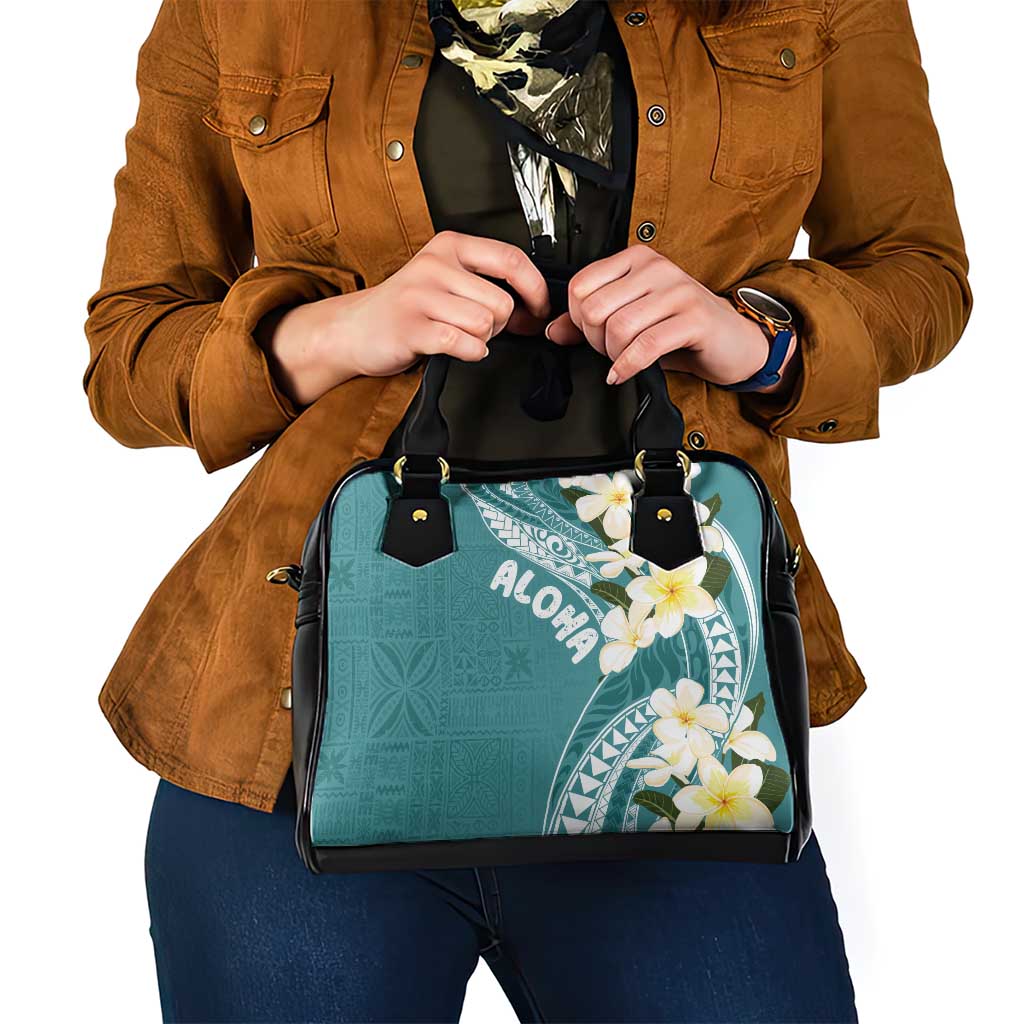 Aloha Hawaii Festive Shoulder Handbag Frangipani Lace Classic - Teal
