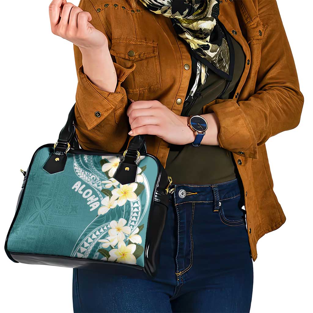Aloha Hawaii Festive Shoulder Handbag Frangipani Lace Classic - Teal