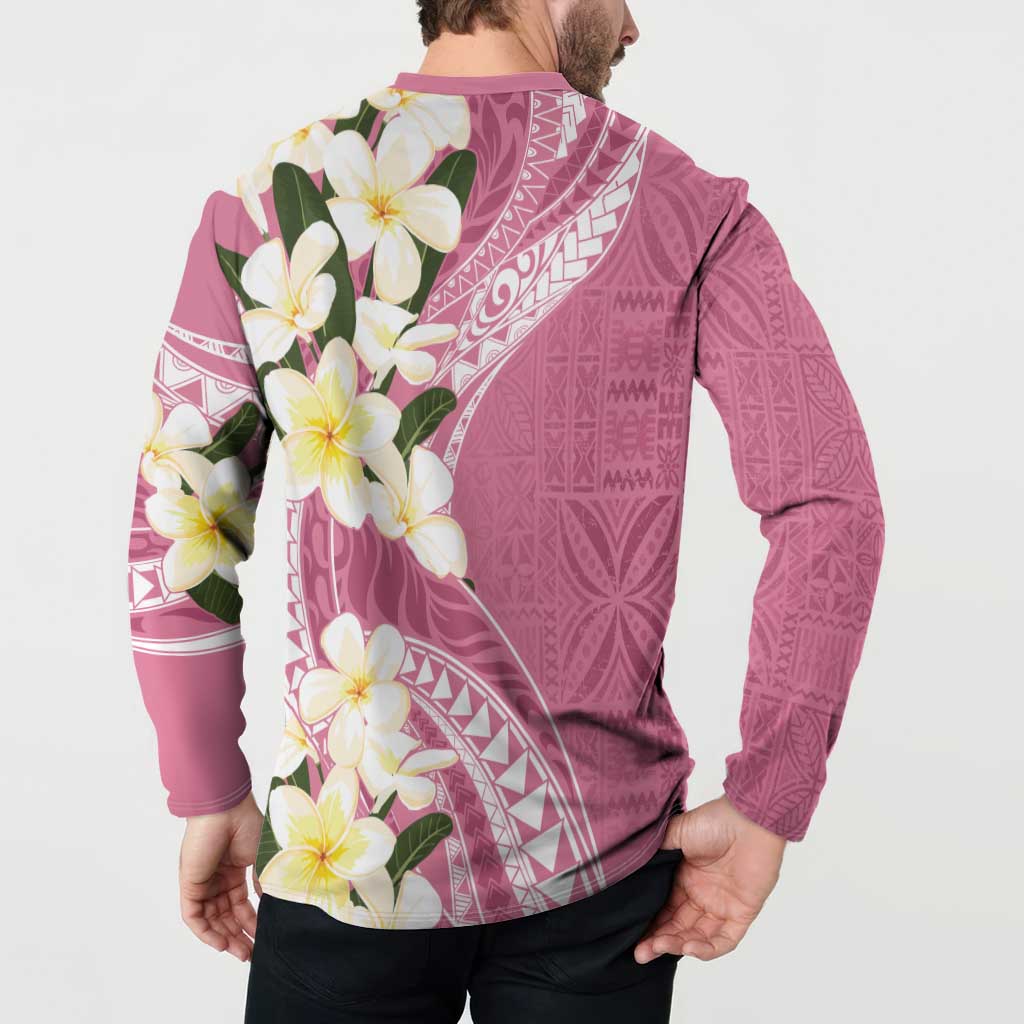 Aloha Hawaii Festive Button Sweatshirt Frangipani Lace Classic - Rosy