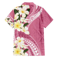 Aloha Hawaii Festive Family Matching Long Sleeve Bodycon Dress and Hawaiian Shirt Frangipani Lace Classic - Rosy LT7 - Polynesian Pride