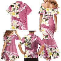 Aloha Hawaii Festive Family Matching Mermaid Dress and Hawaiian Shirt Frangipani Lace Classic - Rosy LT7 - Polynesian Pride