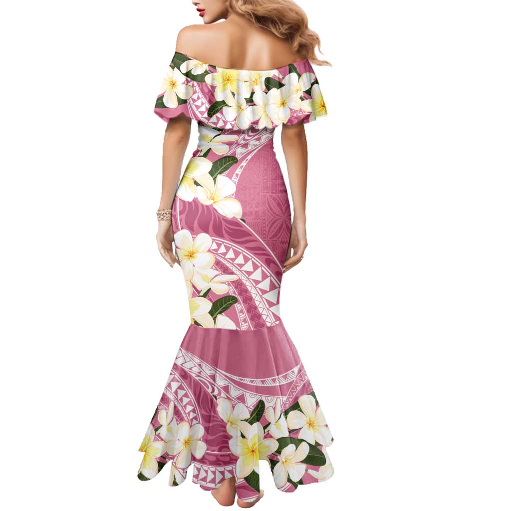 Aloha Hawaii Festive Family Matching Mermaid Dress and Hawaiian Shirt Frangipani Lace Classic - Rosy LT7 - Polynesian Pride