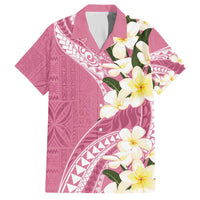 Aloha Hawaii Festive Family Matching Off The Shoulder Long Sleeve Dress and Hawaiian Shirt Frangipani Lace Classic - Rosy LT7 Dad's Shirt - Short Sleeve Pink - Polynesian Pride