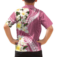 Aloha Hawaii Festive Family Matching Off Shoulder Short Dress and Hawaiian Shirt Frangipani Lace Classic - Rosy LT7 - Polynesian Pride