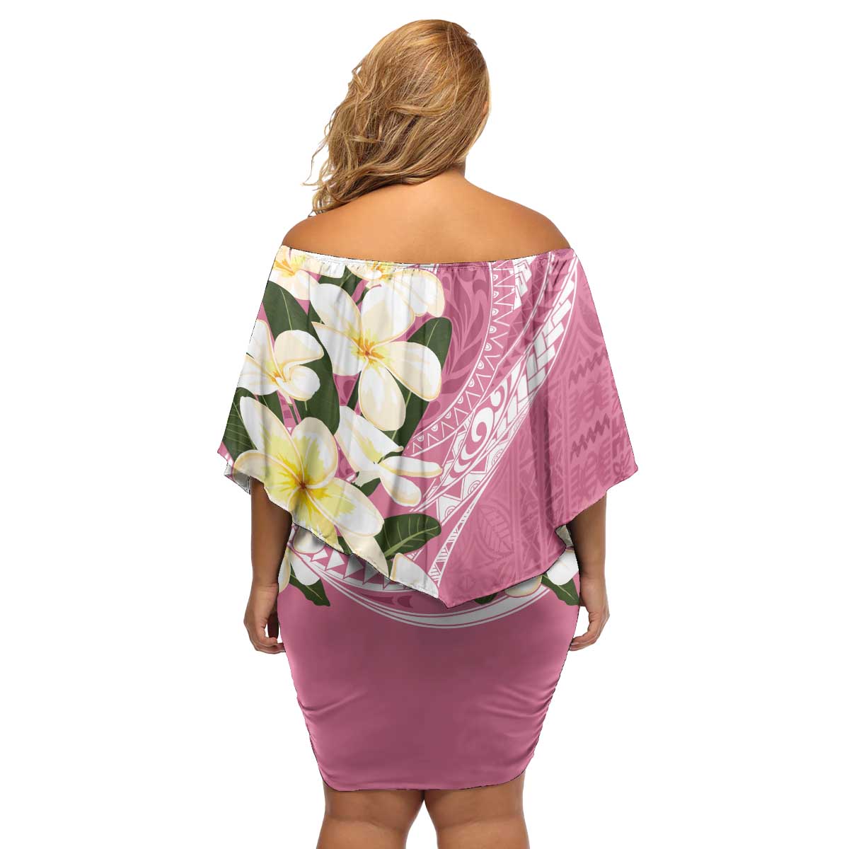 Aloha Hawaii Festive Family Matching Off Shoulder Short Dress and Hawaiian Shirt Frangipani Lace Classic - Rosy LT7 - Polynesian Pride