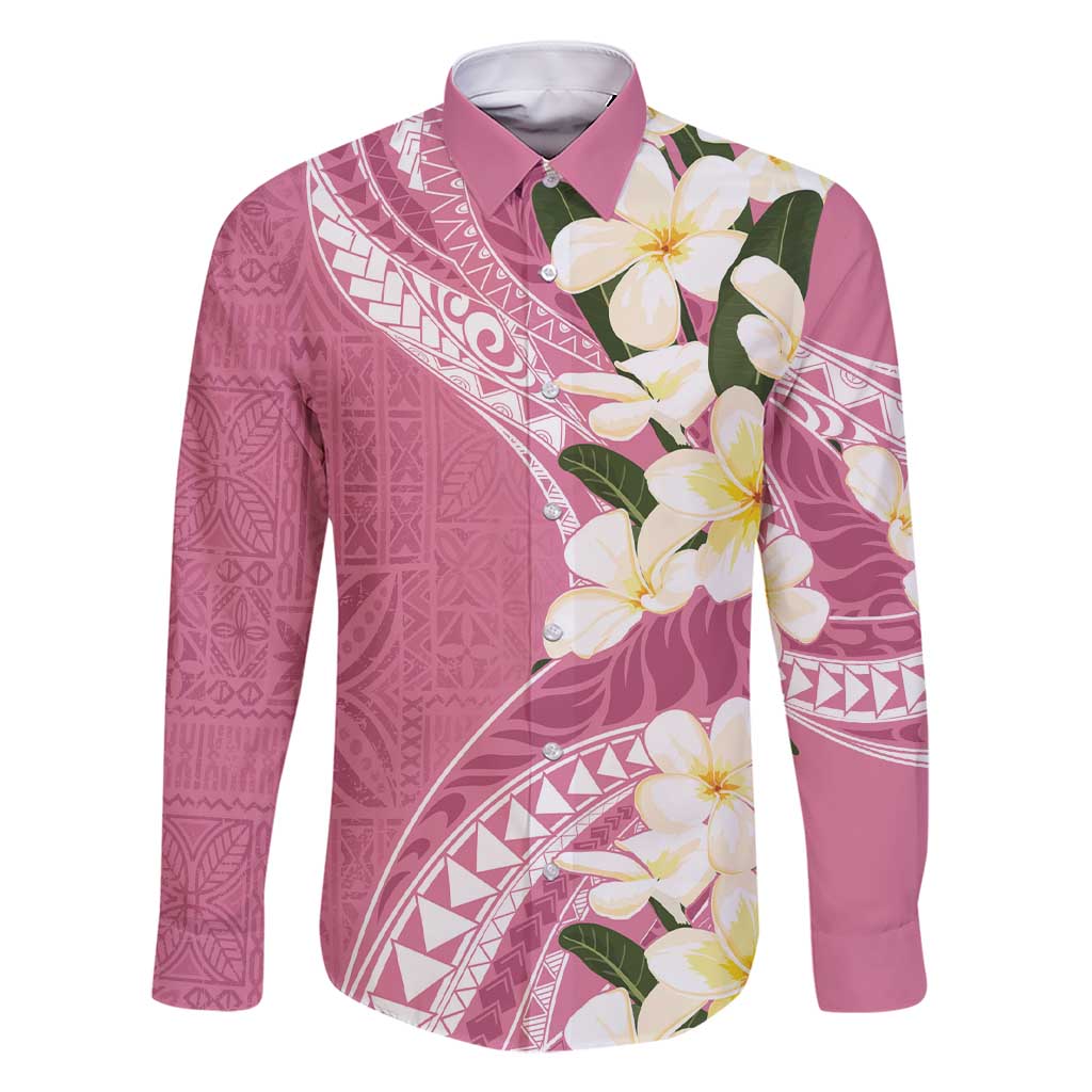 Aloha Hawaii Festive Family Matching Short Sleeve Bodycon Dress and Hawaiian Shirt Frangipani Lace Classic - Rosy LT7 Dad's Shirt - Long Sleeve Pink - Polynesian Pride