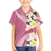 Aloha Hawaii Festive Family Matching Tank Maxi Dress and Hawaiian Shirt Frangipani Lace Classic - Rosy LT7 Son's Shirt Pink - Polynesian Pride