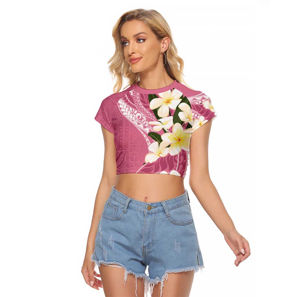 Aloha Hawaii Festive Raglan Cropped T Shirt Frangipani Lace Classic - Rosy LT7 Female Pink - Polynesian Pride