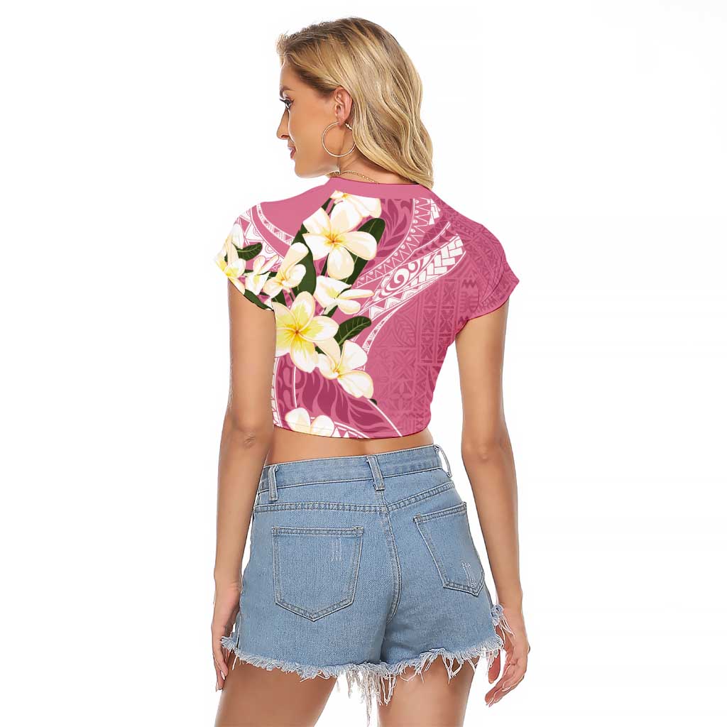 Aloha Hawaii Festive Raglan Cropped T Shirt Frangipani Lace Classic - Rosy LT7 - Polynesian Pride
