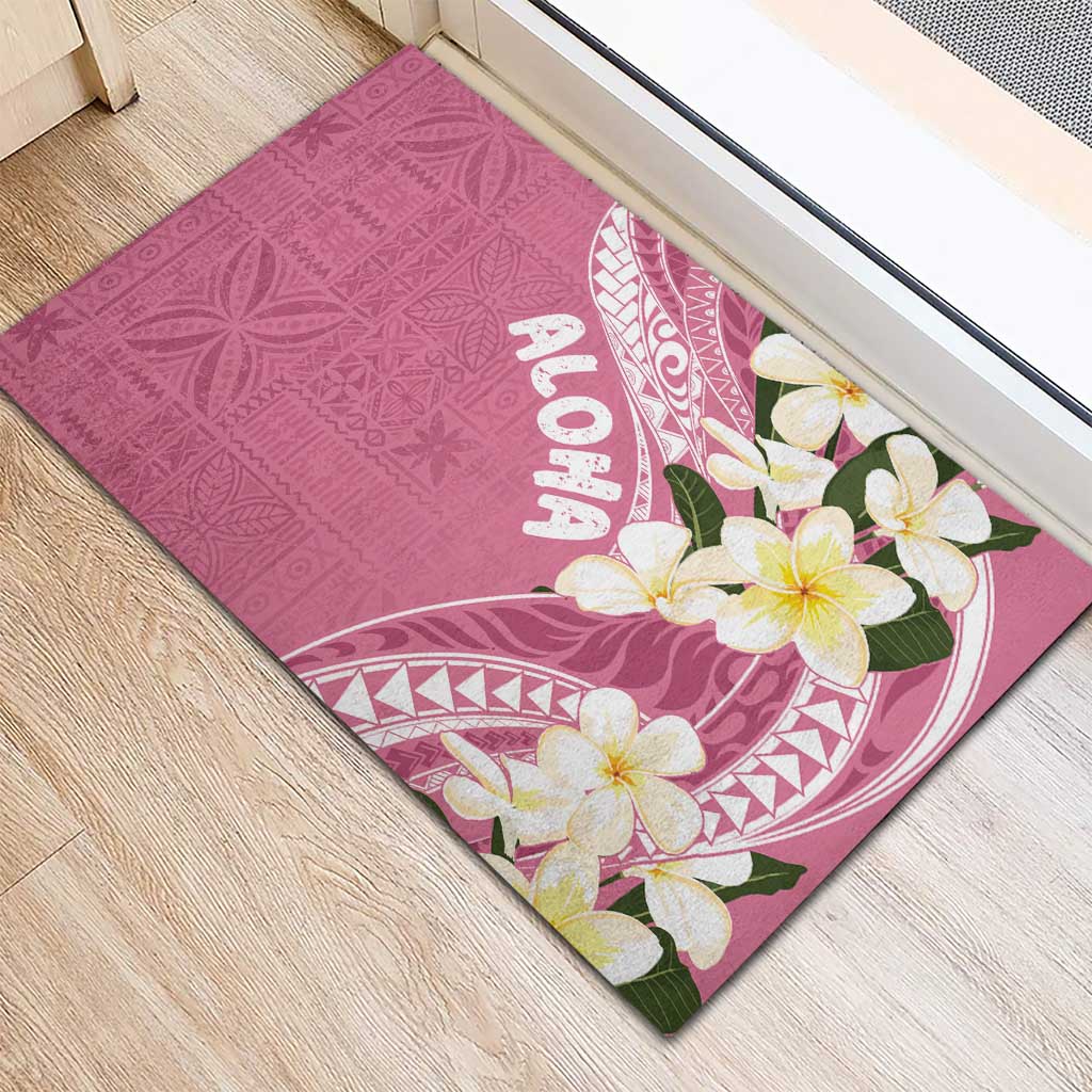 Aloha Hawaii Festive Rubber Doormat Frangipani Lace Classic - Rosy