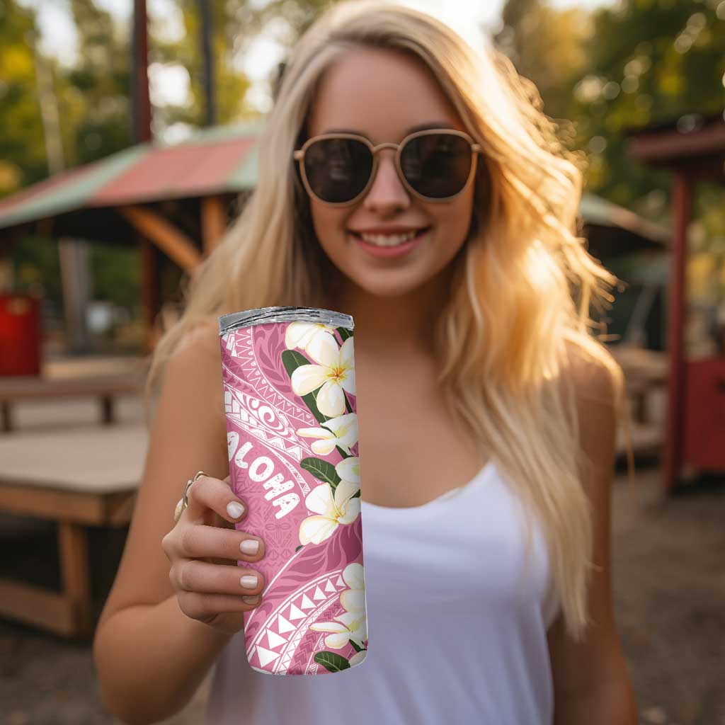 Aloha Hawaii Festive Skinny Tumbler Frangipani Lace Classic - Rosy LT7 - Polynesian Pride