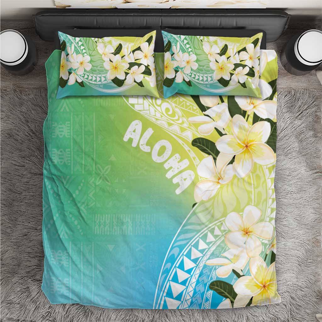 Aloha Hawaii Festive Bedding Set Frangipani Lace Classic - Summer Vibes LT7 Blue Green - Polynesian Pride