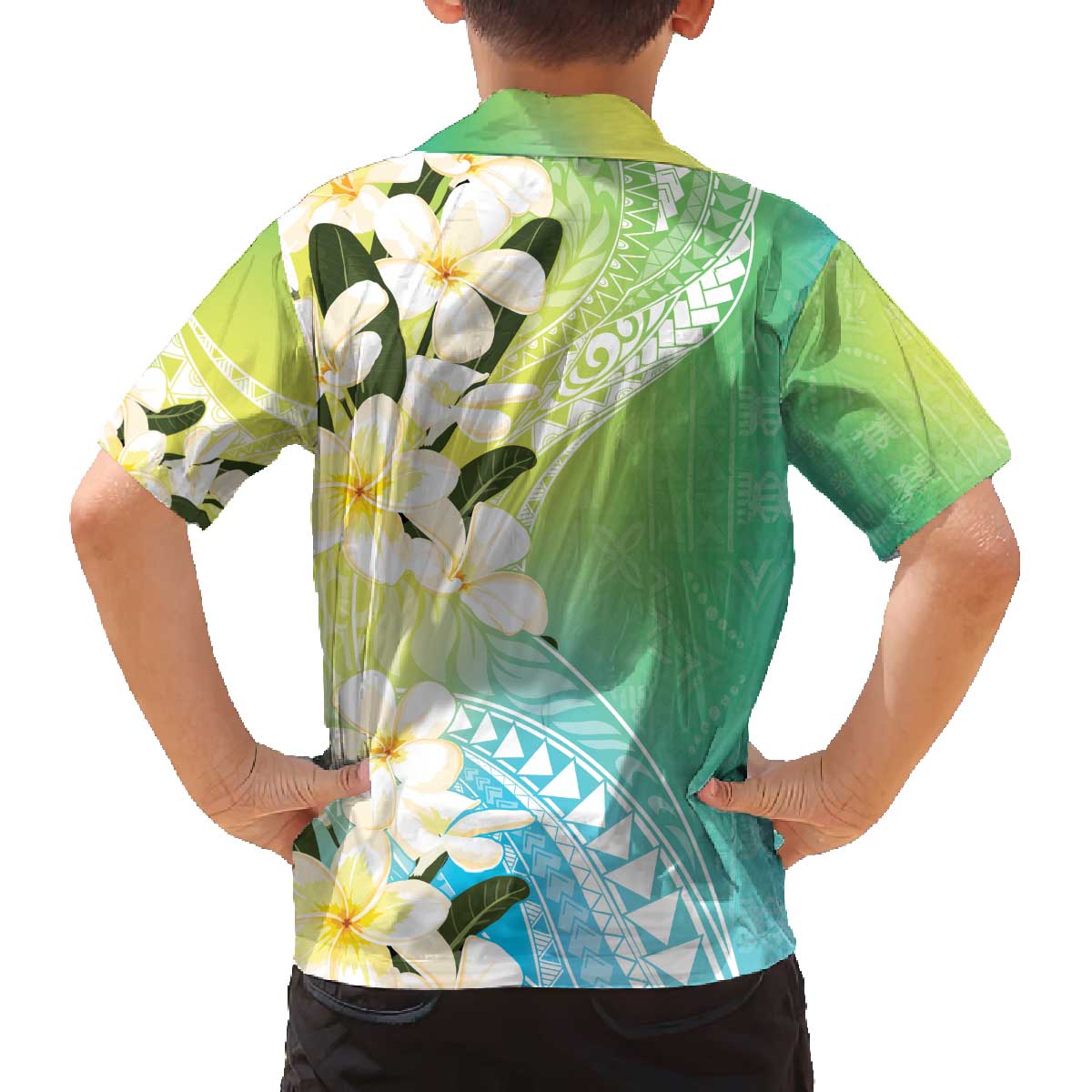 Aloha Hawaii Festive Family Matching Off The Shoulder Long Sleeve Dress and Hawaiian Shirt Frangipani Lace Classic - Summer Vibes LT7 - Polynesian Pride