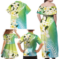 Aloha Hawaii Festive Family Matching Off Shoulder Maxi Dress and Hawaiian Shirt Frangipani Lace Classic - Summer Vibes LT7 - Polynesian Pride