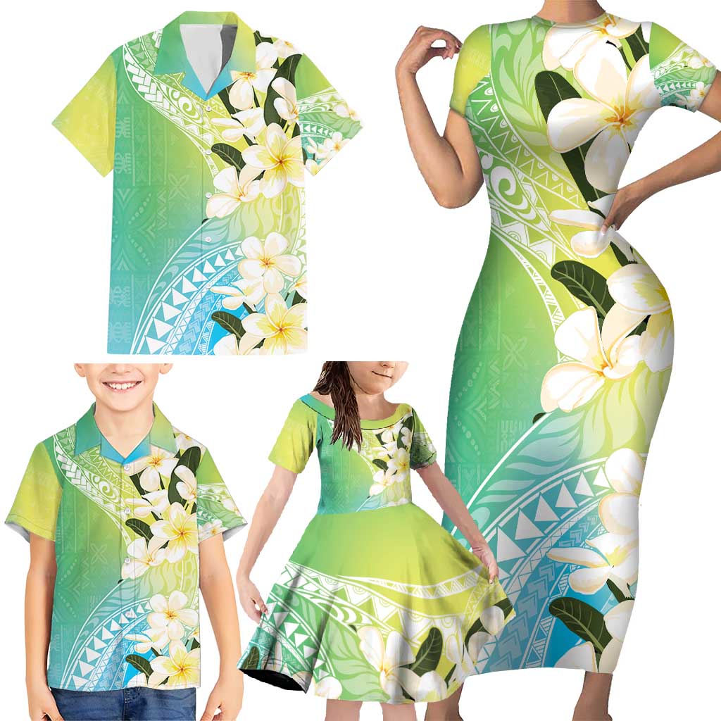 Aloha Hawaii Festive Family Matching Short Sleeve Bodycon Dress and Hawaiian Shirt Frangipani Lace Classic - Summer Vibes LT7 - Polynesian Pride