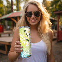 Aloha Hawaii Festive Skinny Tumbler Frangipani Lace Classic - Summer Vibes LT7 - Polynesian Pride