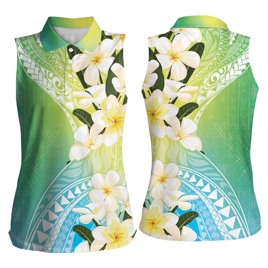 Aloha Hawaii Festive Women Sleeveless Polo Shirt Frangipani Lace Classic - Summer Vibes LT7 - Polynesian Pride