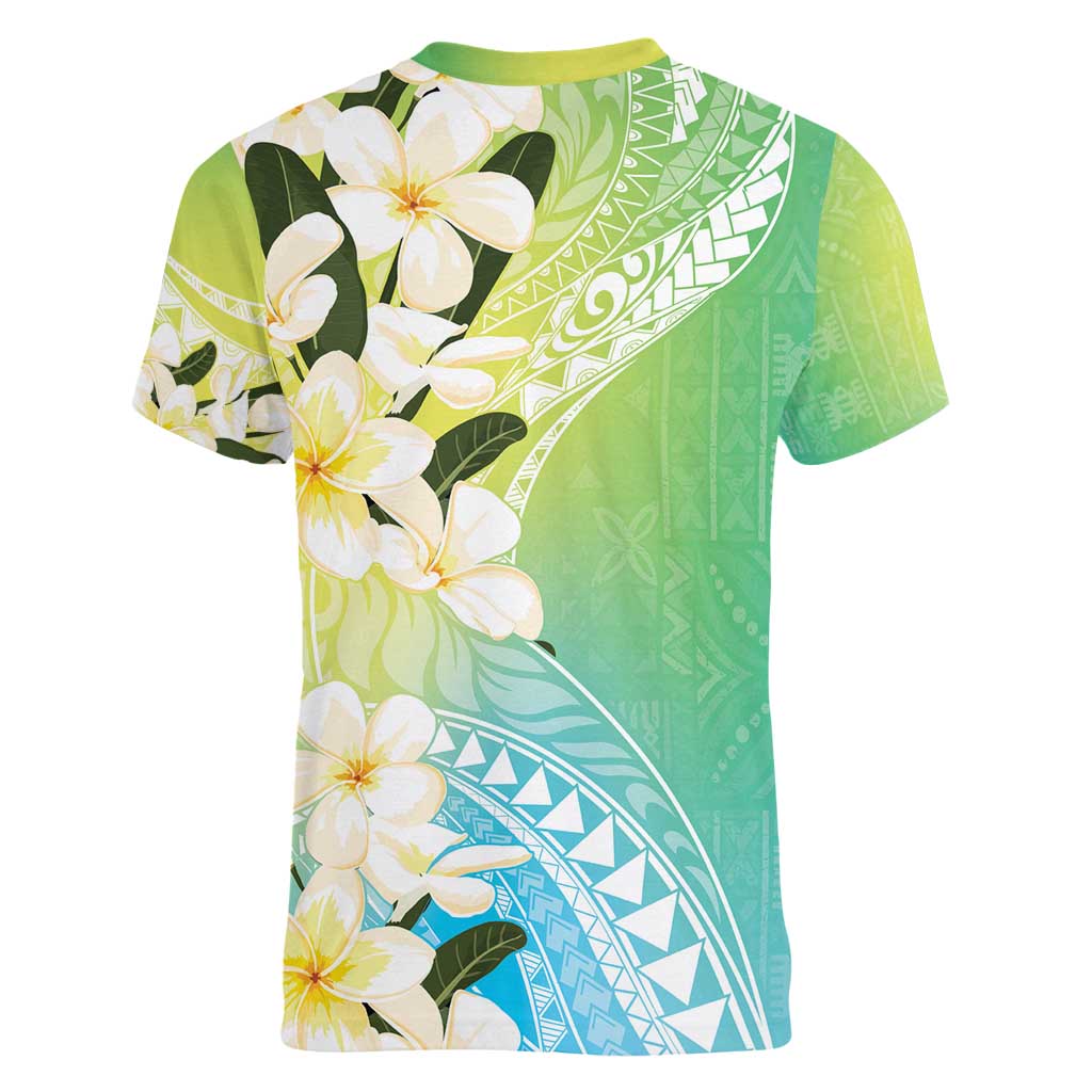 Aloha Hawaii Festive Women V-Neck T-Shirt Frangipani Lace Classic - Summer Vibes LT7 - Polynesian Pride