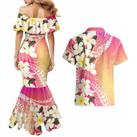 Aloha Hawaii Festive Couples Matching Mermaid Dress and Hawaiian Shirt Frangipani Lace Classic - Spring Vibes LT7 - Polynesian Pride