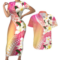 Aloha Hawaii Festive Couples Matching Short Sleeve Bodycon Dress and Hawaiian Shirt Frangipani Lace Classic - Spring Vibes LT7 Colorful - Polynesian Pride