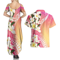 Aloha Hawaii Festive Couples Matching Summer Maxi Dress and Hawaiian Shirt Frangipani Lace Classic - Spring Vibes LT7 - Polynesian Pride